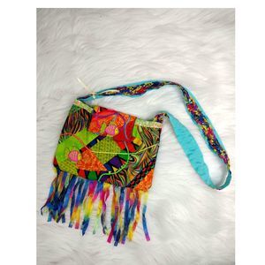 Rainbow hand quilted shoulder purse